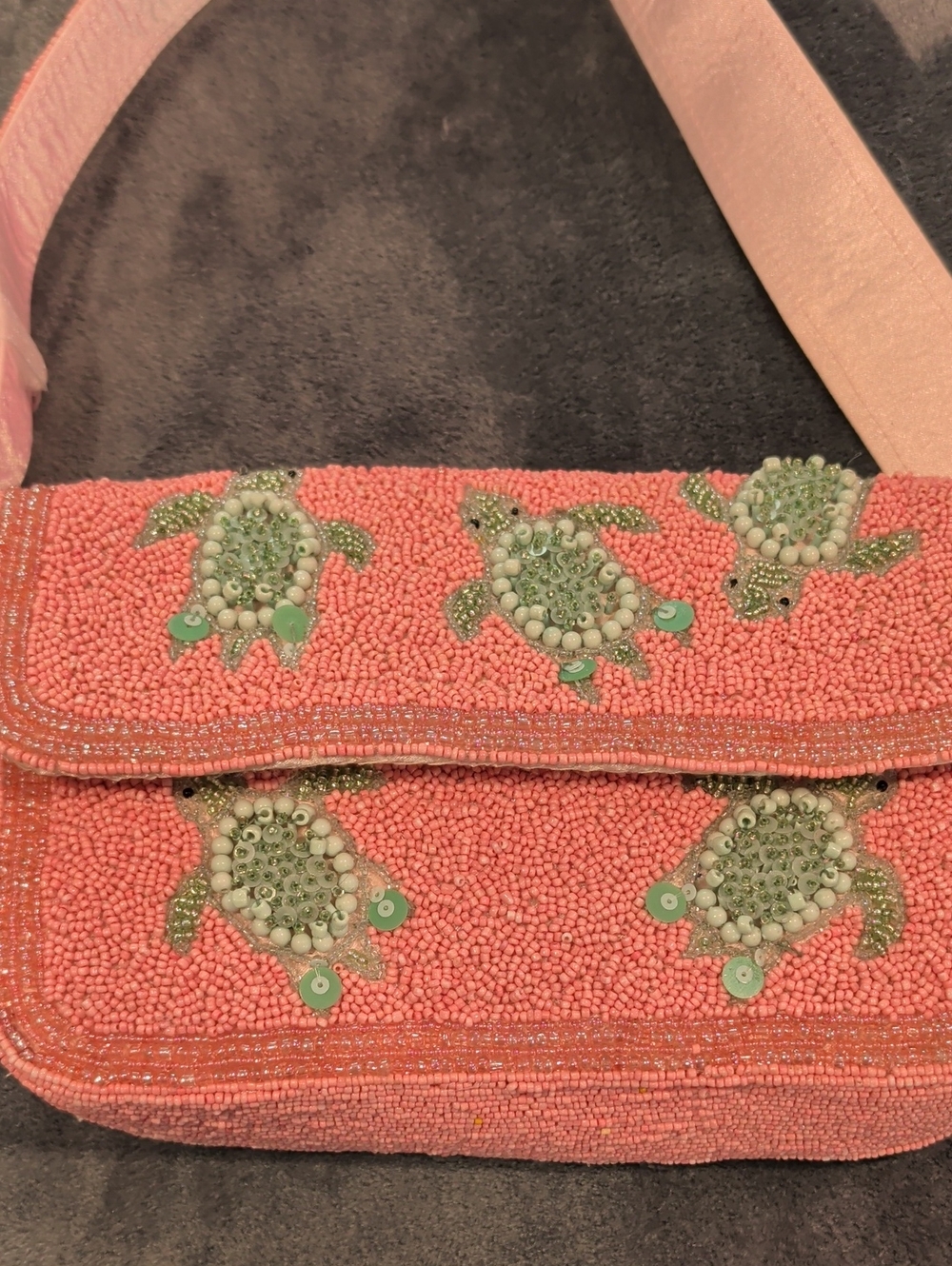 Hard-to-find Pink Turtle Beaded Shoulder Bag